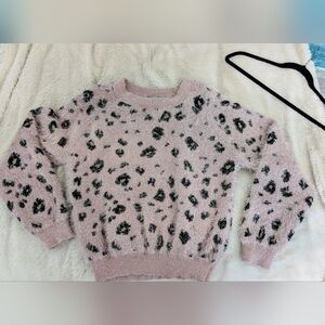 Fuzzy Freshman Leopard Print Pink Sweater Size XL